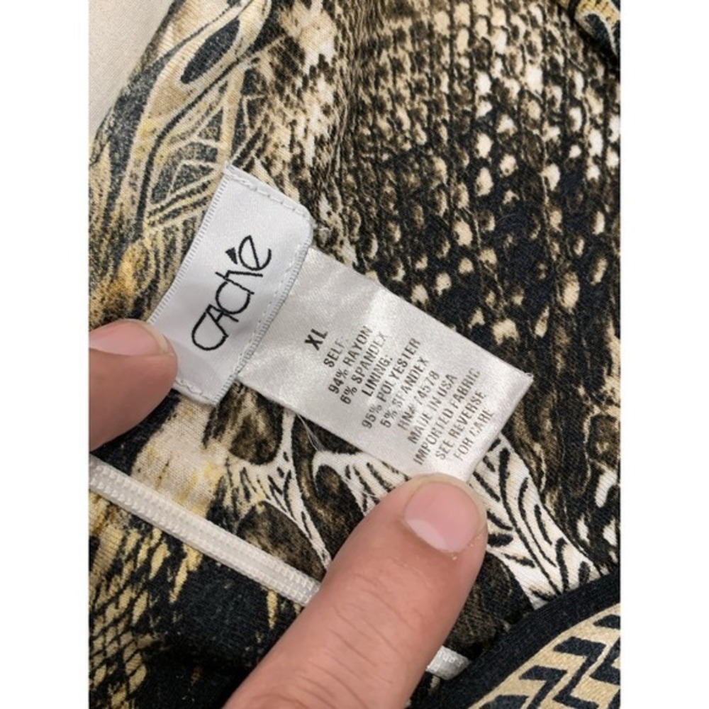 Y2K Cache Animal Print Bodycon Dress XL Ruched Side Sleeveless Spandex USA Made - Picture 2 of 11